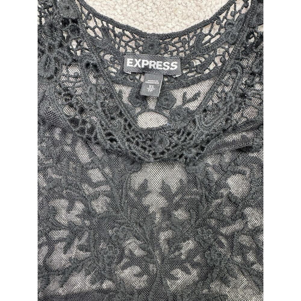 Black Sheer Fairy Witchy Lace Goth Whimsigoth Top Womens XSmall Romantic Y2K